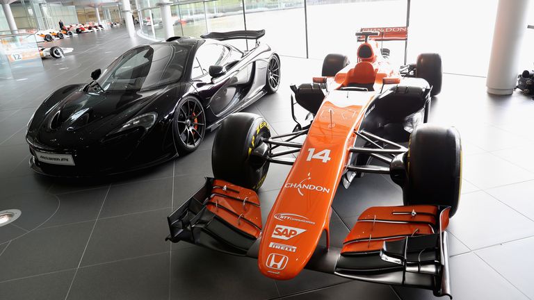 arrives for/departs a visit to McLaren Automotive at McLaren Technology Centre on September 12, 2017 in Woking, England.