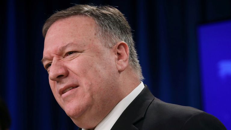 US Secretary of State Pompeo addresses news conference at the State Department in Washington