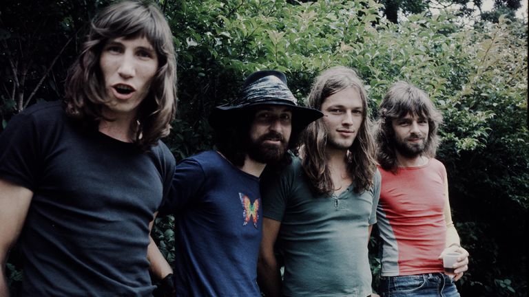 (MANDATORY CREDIT Koh Hasebe/Shinko Music/Getty Images) Pink Floyd live at Hakone Aphrodite, Kanagawa, August 6, 1971. 
Roger Waters, Nick Mason, David Gilmour, Rick Wright.
(Photo by Koh Hasebe/Shinko Music/Getty Images)