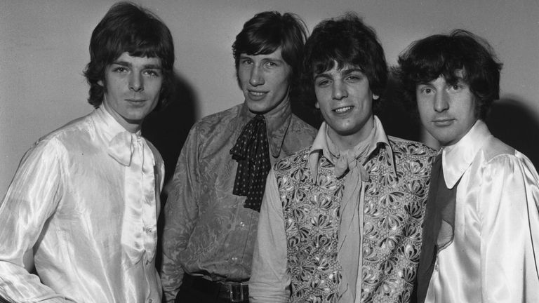 4th March 1967: (pre- David Gilmour)   Pioneering psychedelic rockers The Pink Floyd, March 1967. From left to right: keyboard player Rick Wright, bass player and vocalist Roger Waters, vocalist and guitarist Syd Barrett and drummer Nick Mason.  (Photo by Doug McKenzie/Getty Images)