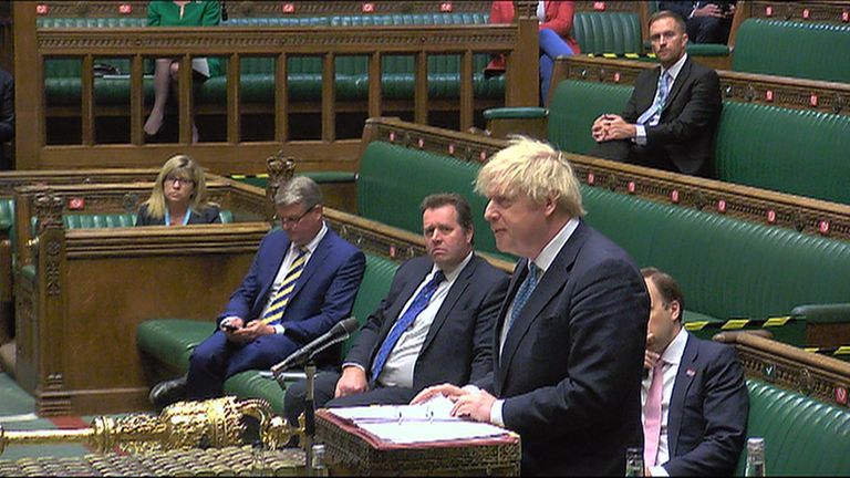 Prime minister Boris Johnson faces Labour leader Sir Keir Starmer at PMQs