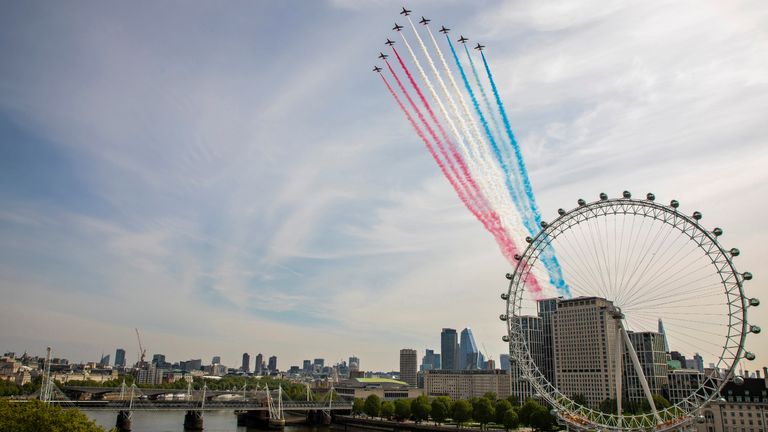 Red arrows over London