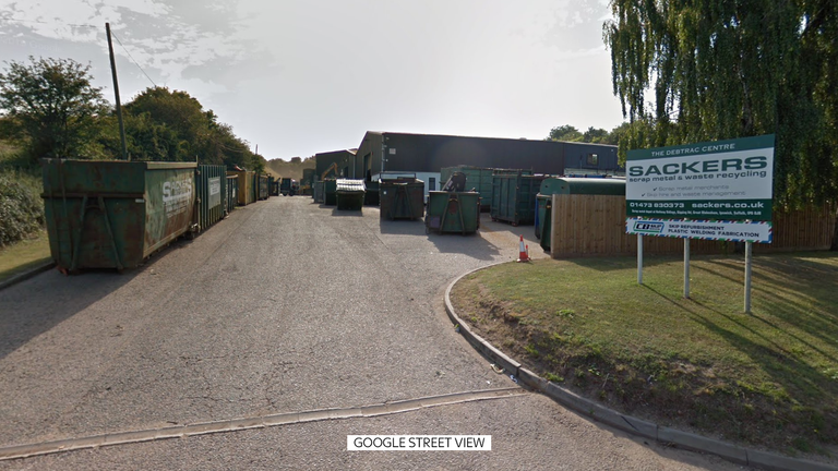 The baby was found at a recycling plant in Suffolk
