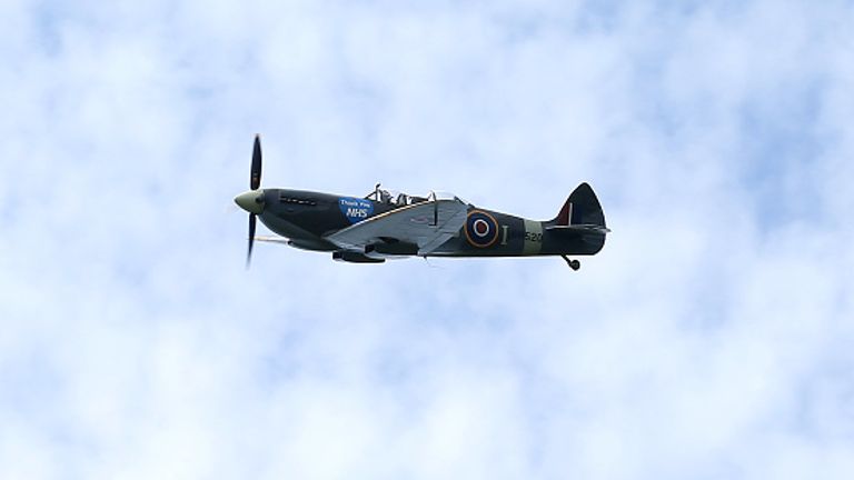 A Spitfire with a message thanking NHS workers flew over southern England