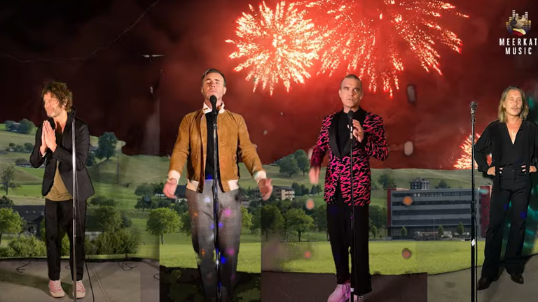 The group were backed by fireworks for part of the concert. Pic: Youtube/ Comparethemeerkat