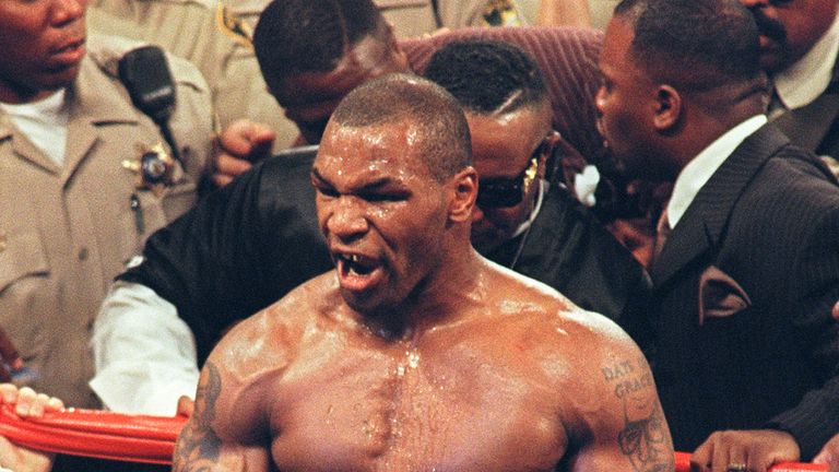 June 1997: Tyson reacts to being disqualified in their second title fight