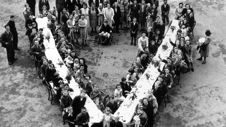 A victory street party to celebrate VE Day in Brockley, south London