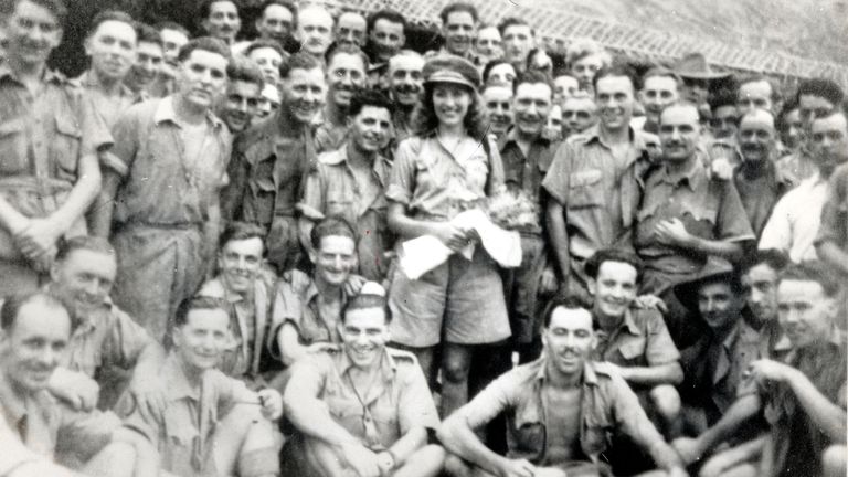 Mandatory Credit: Photo by Bill Lovelace/Daily Mail/Shutterstock (1059760a)  .Vera Lynn (later Dame Vera Lynn) With British Servicemen In World War Ii. She Is Pictured With Troops In Burma In 1942 .Vera Lynn (later Dame Vera Lynn) With British Servicemen In World War Ii. She Is Pictured With Troops In Burma In 1942