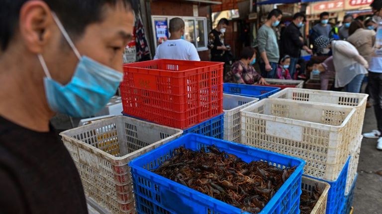 A market in Wuhan where the outbreak began