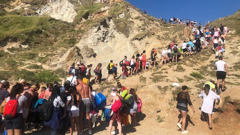 Purbeck Police Facebook post: Please avoid Durdle Door as the beach is now CLOSED due to two helicopters having to land for two separate incidents.
