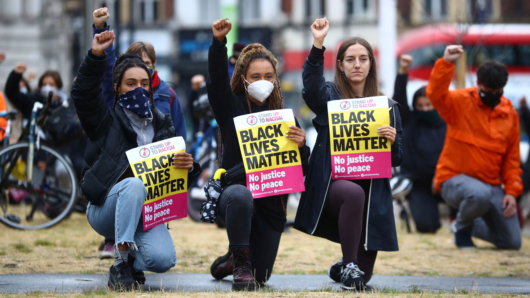 George Floyd: Hundreds of anti-racism protesters 'take the knee' in UK  cities | UK News | Sky News