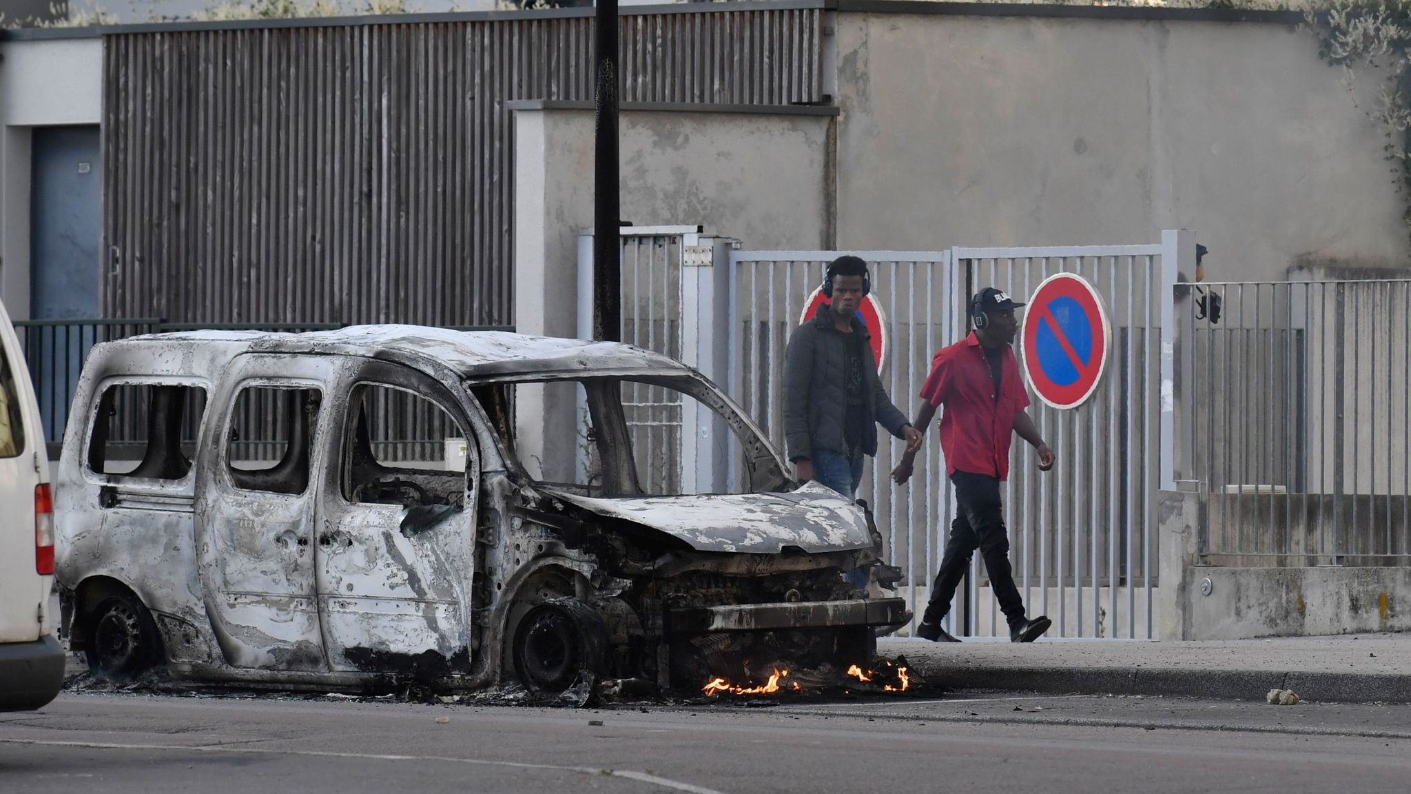 Burning van