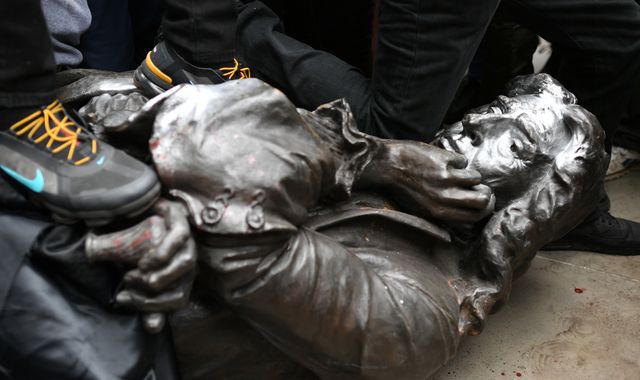 Edward Colston statue: Man, 24, arrested over toppling of monument in Bristol during protests