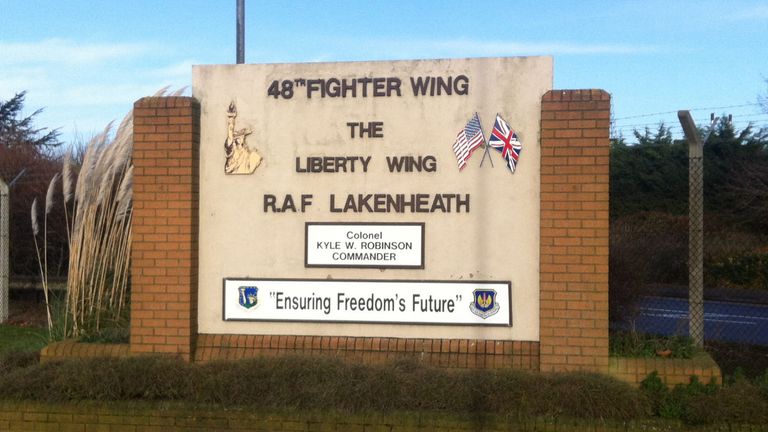 RAF Lakenheath where the US military helicopter that crashed in Norfolk had come from, the investigation into last night&#39;s Pave Hawk crash is being hampered by the fact that it was carrying munitions, meaning that bullets are scattered around the scene.