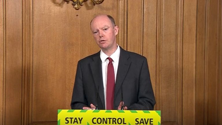 Screenshot of England's Chief Medical Officer Chris Witty during a press conference in Downing Street, London, on the coronavirus (COVID-19).