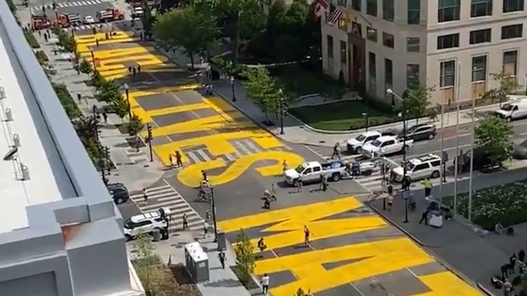 Black lives matter painted across Washington D.C. street
