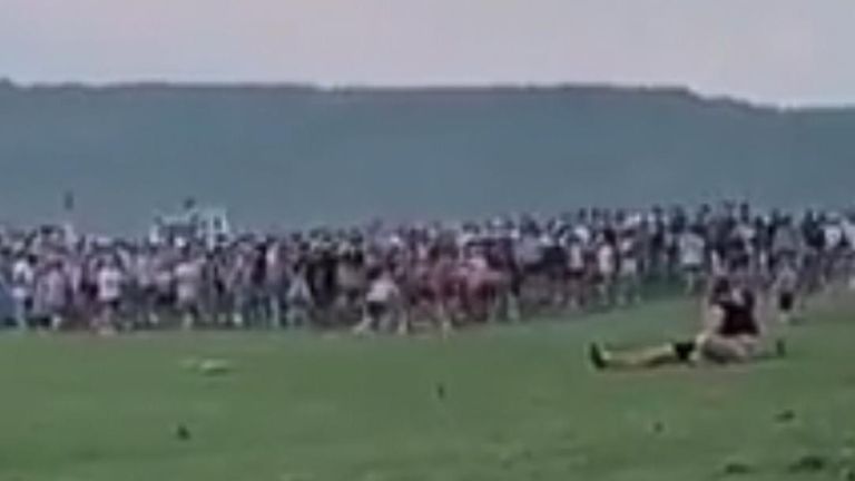 Videos posted on social media showed large crowds at Ogmore-by-sea and what appeared to be a large brawl