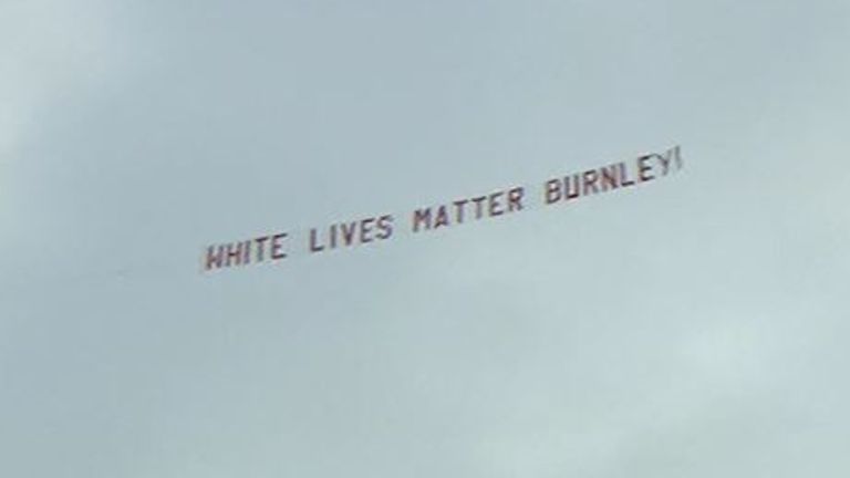 &#39;White Lives Matter&#39; banner flown over Man City match