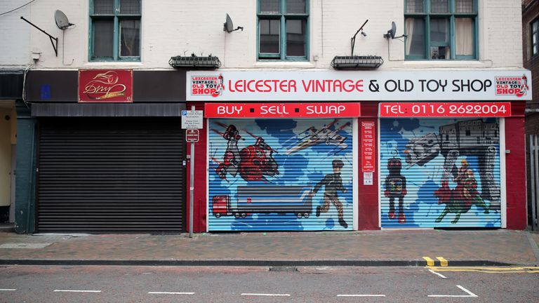 Closed shops are seen, following the coronavirus disease (COVID-19) outbreak, in Leicester, Britain, June 30, 2020. REUTERS/Molly Darlington