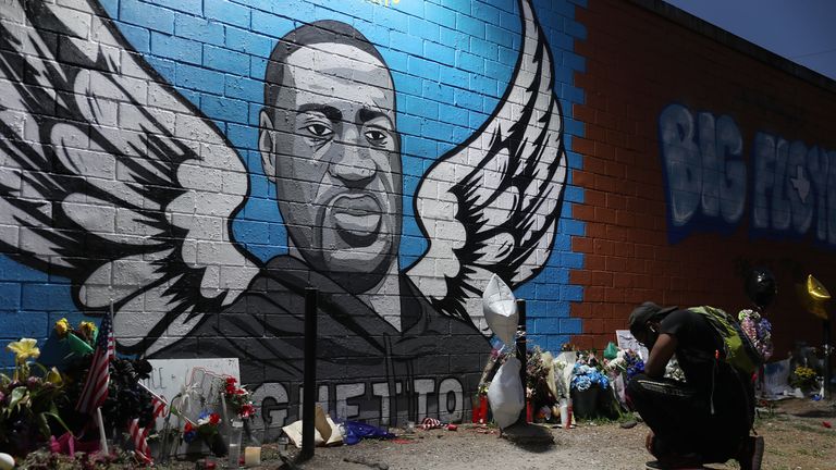 A memorial honouring George Floyd in Houston&#39;s Third Ward where he grew up