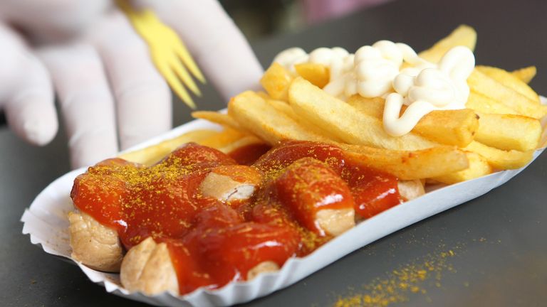 Currywurst and chips are usually popular in Germany