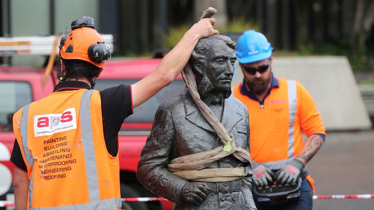 Hamilton's statue stood in the city's Civic Square