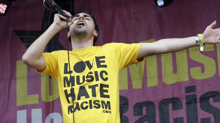 Musician Richard Archer of Hard-Fi performs on stage on April 27, 2008 at Victoria Park in London. The festival marks 30th anniversary of 1978 Rock Against Racism (RAR) carnival