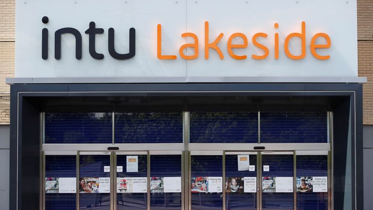 A entrance to Intu Lakeside in Thurrock