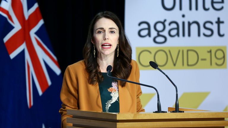Prime Minister Jacinda Ardern speaks to media during a post-cabinet press conference at parliament 