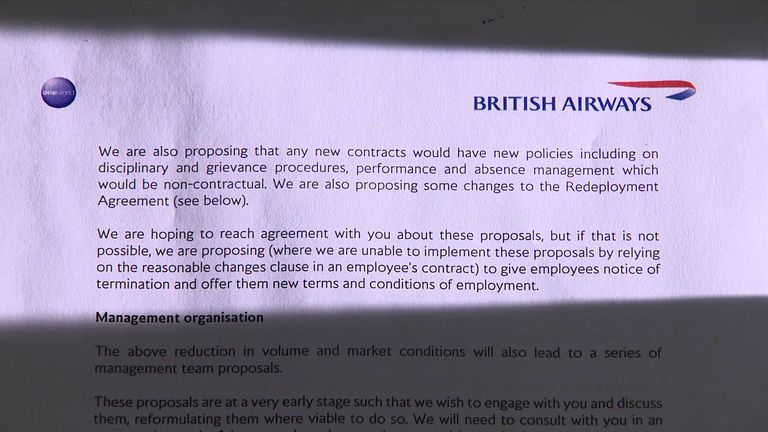 The letter showing a contactual change will be needed for staff at the airline