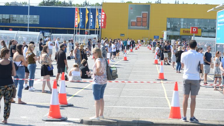 A long queue has formed outside Ikea in Thurrock