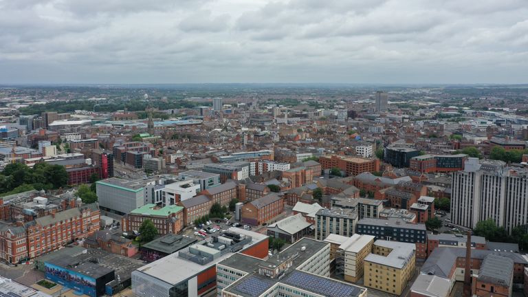 An aerial view of Leicester, Health Secretary Matt Hancock has said the Government will change the law to enforce the local lockdown in the city following a surge in the number of coronavirus cases.