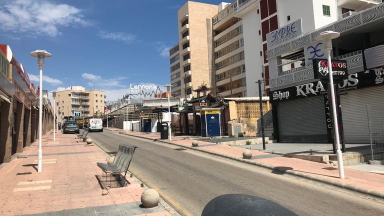 The streets of Magaluf in Majorca were deserted