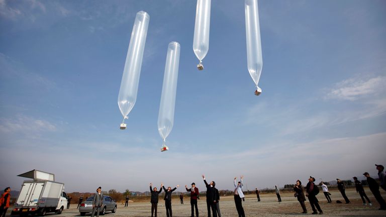 Activists and defectors have been sending balloons over the border for years