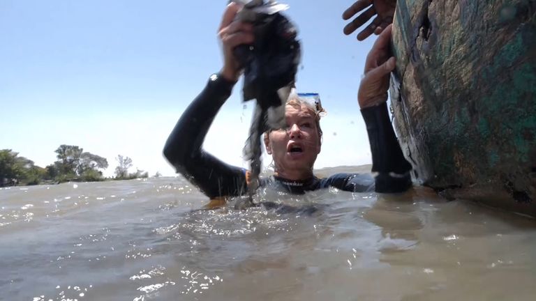 Sky Special Correspondent Alex Crawford discovered plastic in Lake Victoria