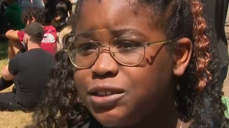 schoolgirl at black lives matter protest