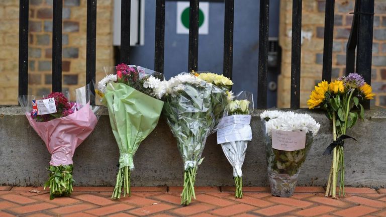 Flowers were left near the entrance to Forbury Park