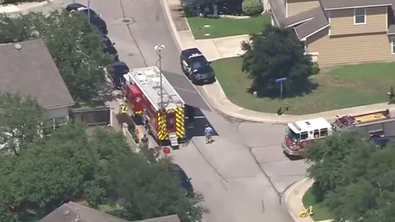 Emergency services were called to the house in Stone Oak, San Antonio on Thursday. Pic: KSAT