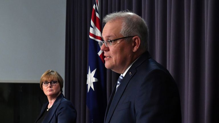 Australia&#39;s Prime Minister Scott Morrison has stopped short of naming the country responsible