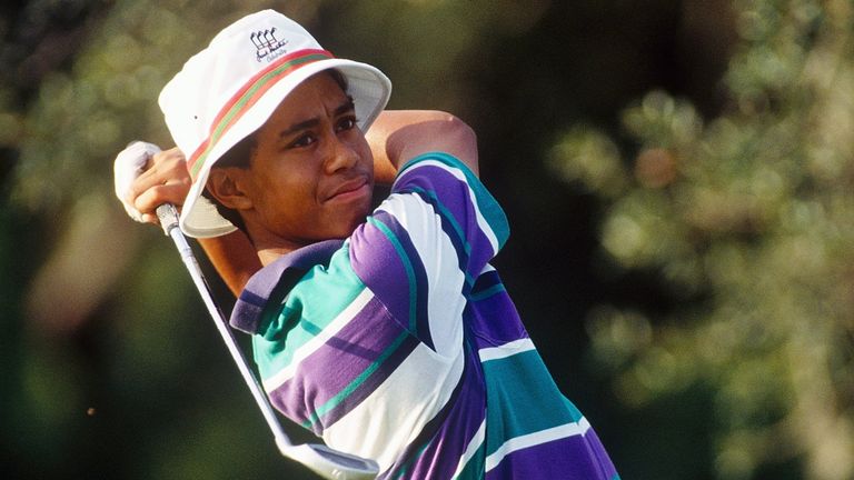 PALM BEACH GARDENS, FL - AUGUST 24:  Tiger Woods, age 14, hits a drive at the PGA Junior Championships, August 24, 1990 in Palm Beach Gardens, Florida  (Photo by Rick Dole/Getty Images)