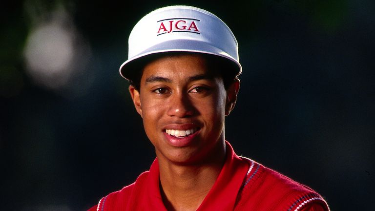 SEAL BEACH, CA - FEB: Golfer Tiger Woods poses for a photo at the Navy Golf Course in February,1992 in Seal Beach, California. (Photo by Andy Hayt/Getty Images) *** LOCAL CAPTION *** Tiger Woods