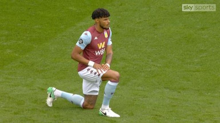 Tyrone Mings was among those who took a knee ahead of the first Premier League game after lockdown