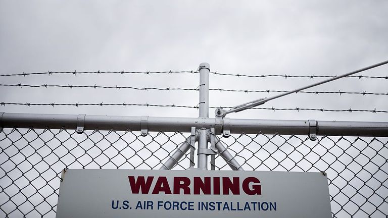 A warning sign is seen along the perimeter of a deactivated Titan II complex at the Titan Missile on May 12, 2015 in Green Valley, Arizona. The museum is located in a preserved Titan II ICBM launch complex and is devoted to educating visitors about the Cold War and the Titan II missile&#39;s contribution as a nuclear deterrent. AFP PHOTO/BRENDAN SMIALOWSKI (Photo credit should read BRENDAN SMIALOWSKI/AFP via Getty Images)
