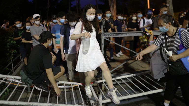 Banned Beijing Tiananmen Square Massacre anniversary in Hong Kong., China. Pic: Jerome Favre /EPA-EFE/Shutterstock