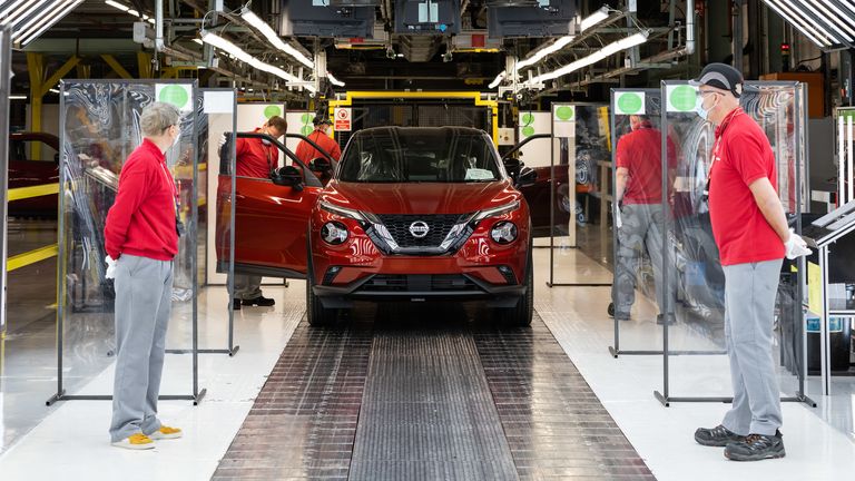 Production resumes at Nissan&#39;s Sunderland plant in June as the COVID-19 pandemic eases. Pic: Nissan