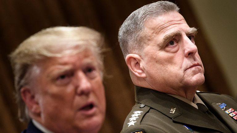 Donald Trump and General Mark Milley, chairman of the Joint Chiefs of Staff