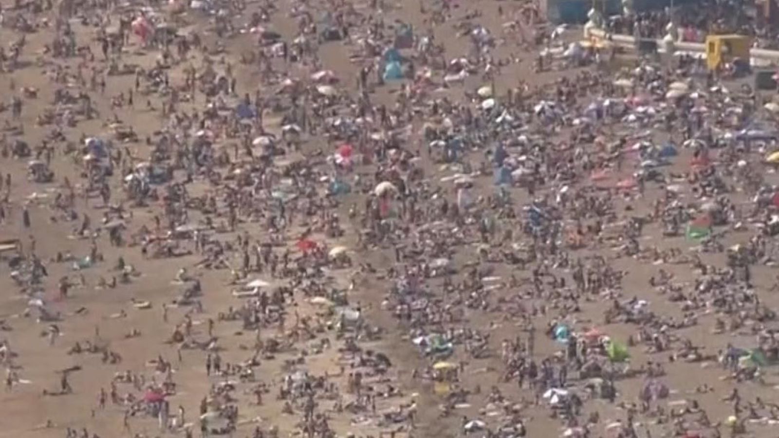 Aerial shots of packed Brighton beach UK News Sky News