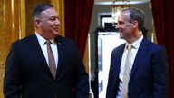 Dominic Raab and Mike Pompeo (L) had a working lunch inside the Foreign and Commonwealth Office in London
