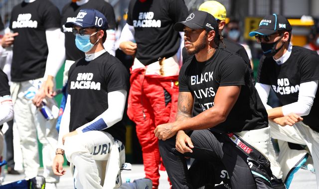 Lewis Hamilton takes a knee as F1 returns, but some drivers choose not to join him