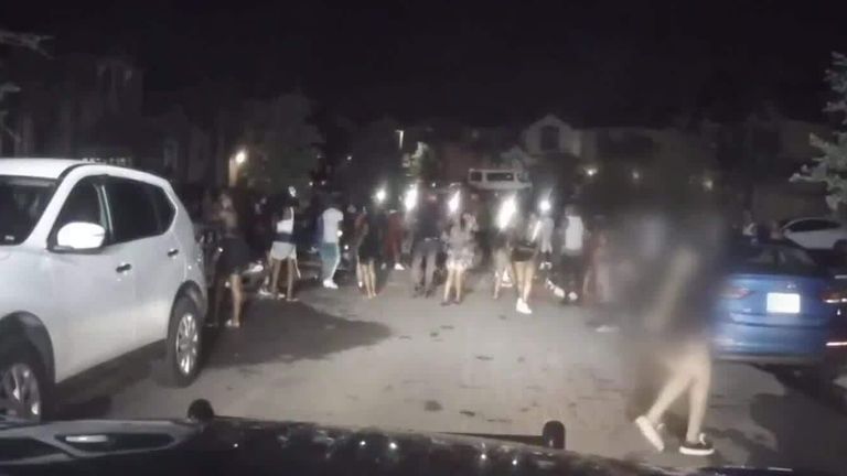Sky News spent time with Florida police as they tackled illegal gatherings or &#39;block parties&#39;